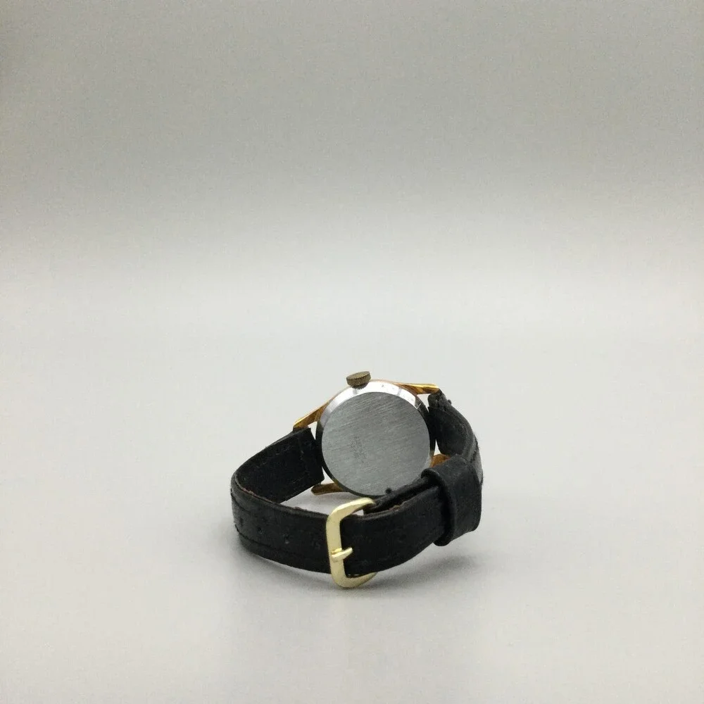 Vintage Manson Womens Watch 25mm White Dial Gold Tone Manual Swiss Leather Band